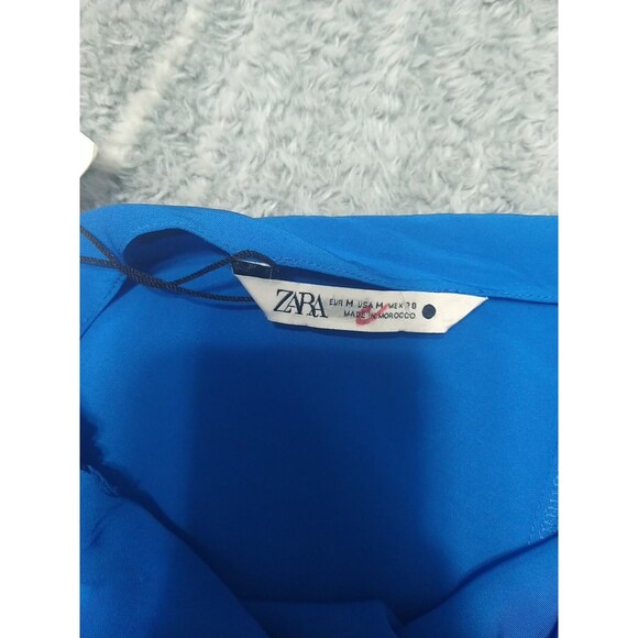 Zara Wide Leg One Arm Jumpsuit Blue Small City Party Nwt - Picture 6 of 9